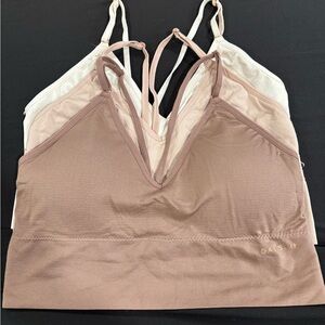 Pack of three Danskin Brown and Cream Bralette with Adjustable Straps. NWOT